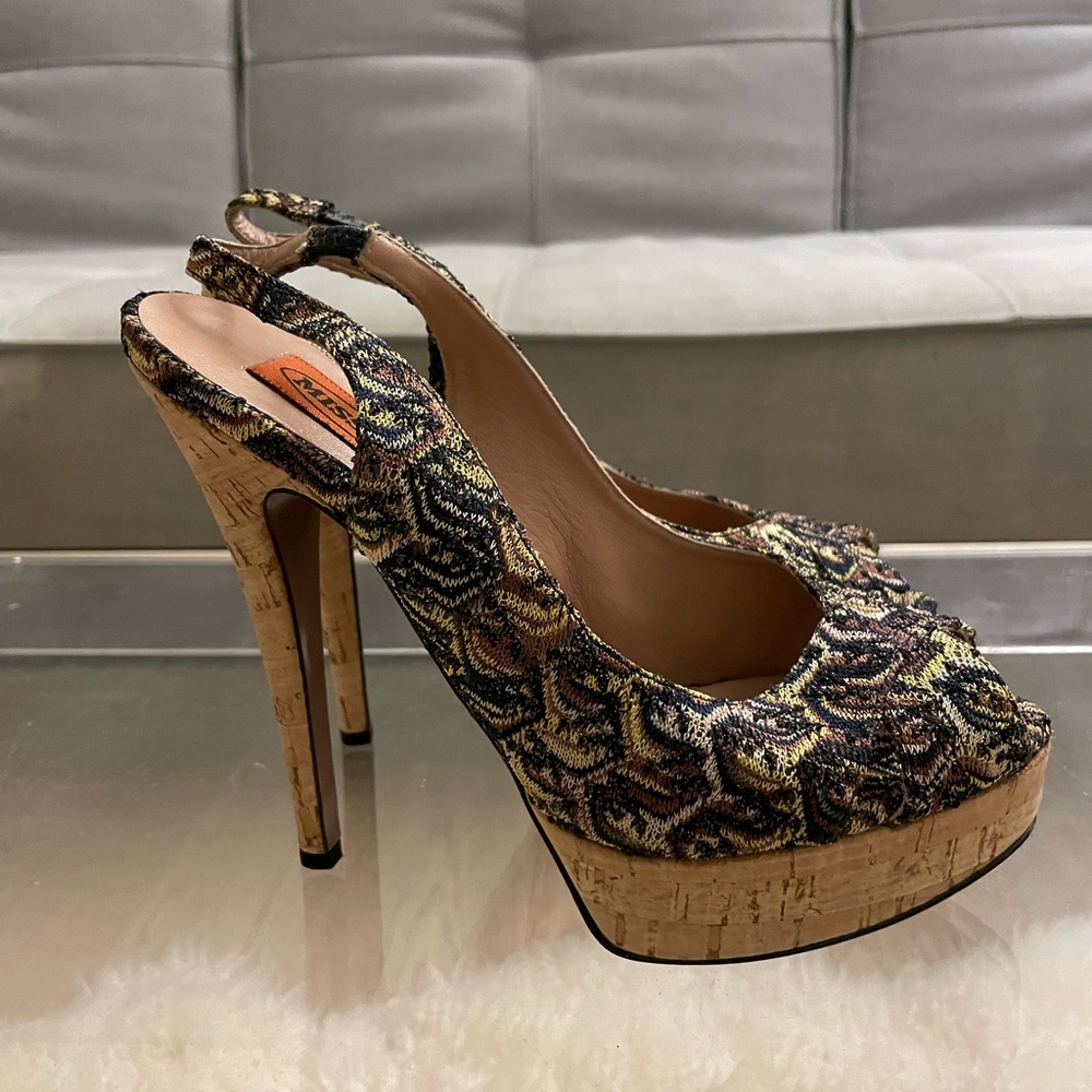 Missoni Multicolored Platform Sling Back Heels - image 2
